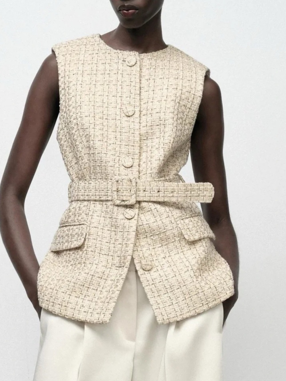 Never worn Zara tweed embroidered vest size M